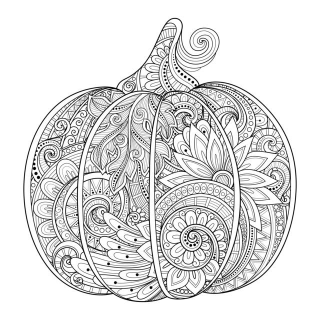 Coloriage Citrouille Halloween Zentangle Source 123rf Irinarivoruchko - Adulte à imprimer